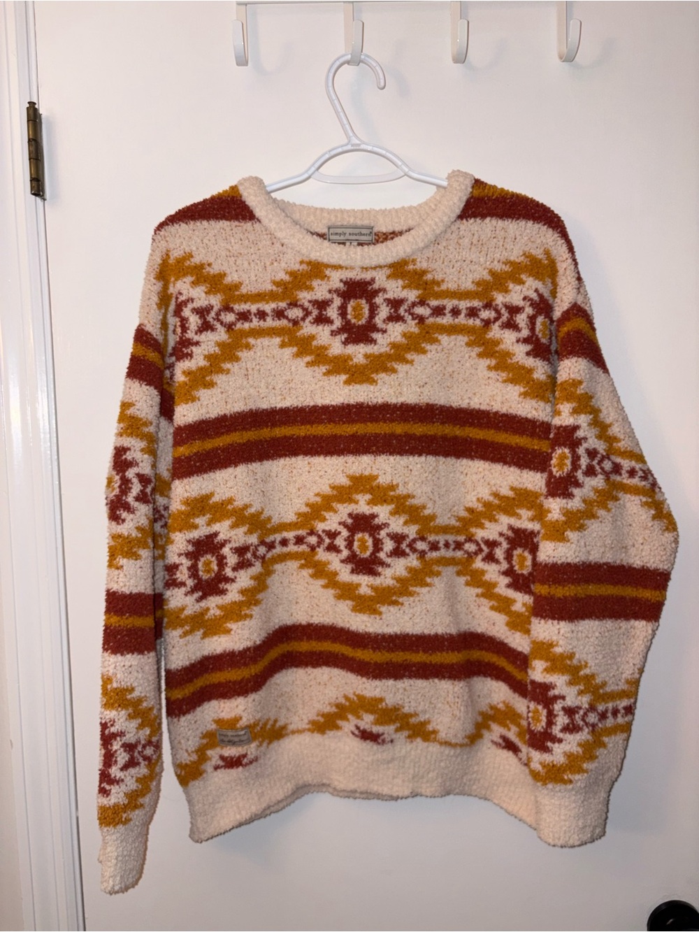 Simply Southern | Cream, Mustard & Rust Patterned Crewneck Sweater